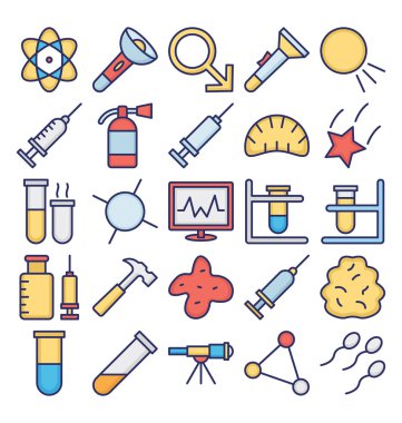 Bilim ve teknoloji izole Vector Icons set kolayca değiştirilebilir veya düzenleme