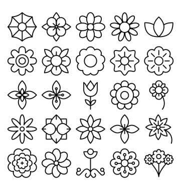 Florals ve çiçek vektör simgeler kolayca değiştirilebilir veya düzenleyebilirsiniz set 