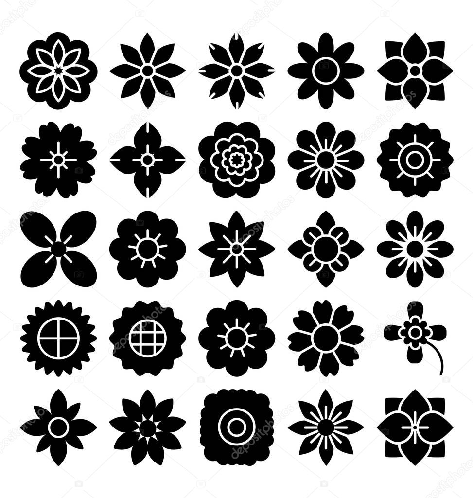 Florals and Flower Vector Icons Set that can be easily modified or edit 