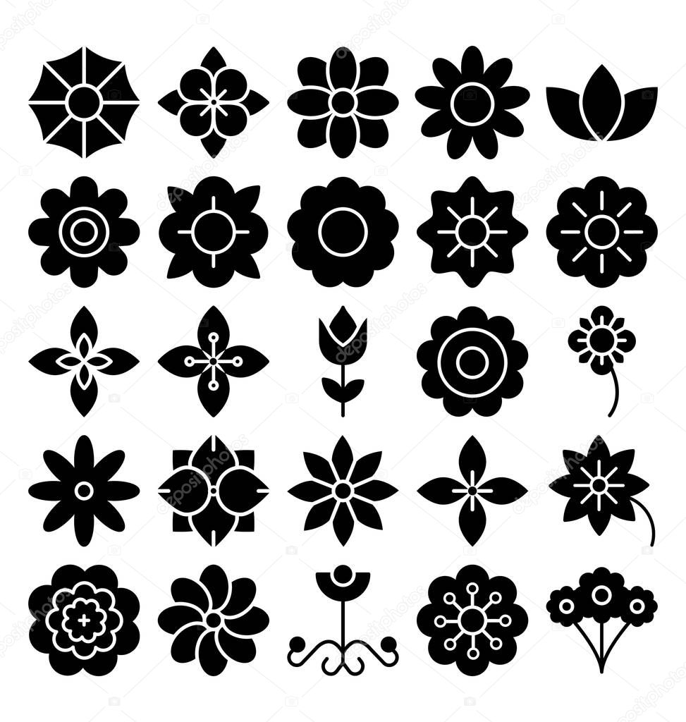 Florals and Flower Vector Icons Set that can be easily modified or edit 