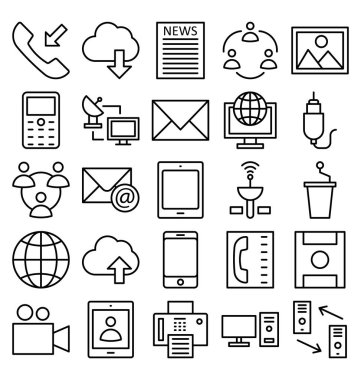 İletişim ve dijital cihazlar Izole vektör simgeler kolayca değiştirilebilir veya düzenleyebilirsiniz set