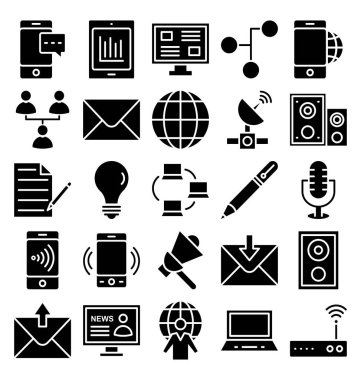 İletişim ve dijital cihazlar Izole vektör simgeler kolayca değiştirilebilir veya düzenleyebilirsiniz set