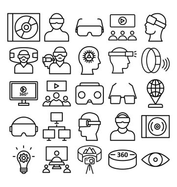 Kolayca değiştirilebilir veya düzenlediğiniz sanal gerçeklik vektör simgeler paketi