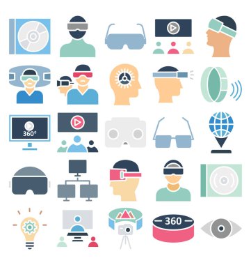 Kolayca değiştirilebilir veya düzenlediğiniz sanal gerçeklik vektör simgeler paketi