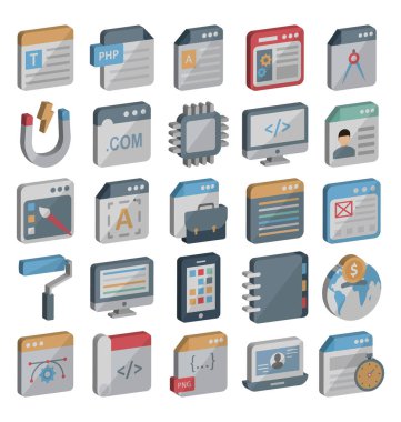 Web tasarım ve geliştirme izole vektör simgeler düzenlenebilir ayarla 