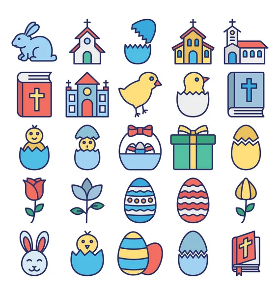 Easter Celebration Isolated Vector Icons Set Can Easily Modified Edit — Stock Vector