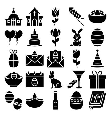 Paskalya kutlama Izole vektör simgeleri kolayca değiştirilebilir veya düzenleyebilirsiniz