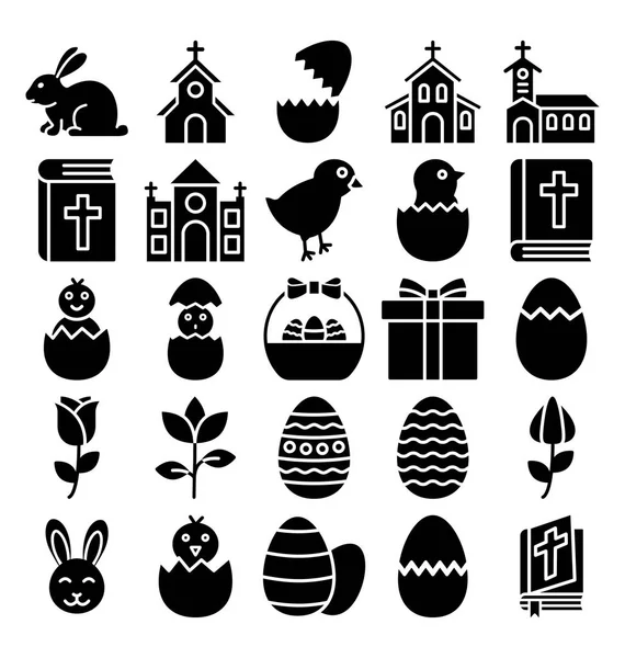 Conjunto Iconos Vectores Aislados Celebración Pascua Que Pueden Modificar Editar — Vector de stock