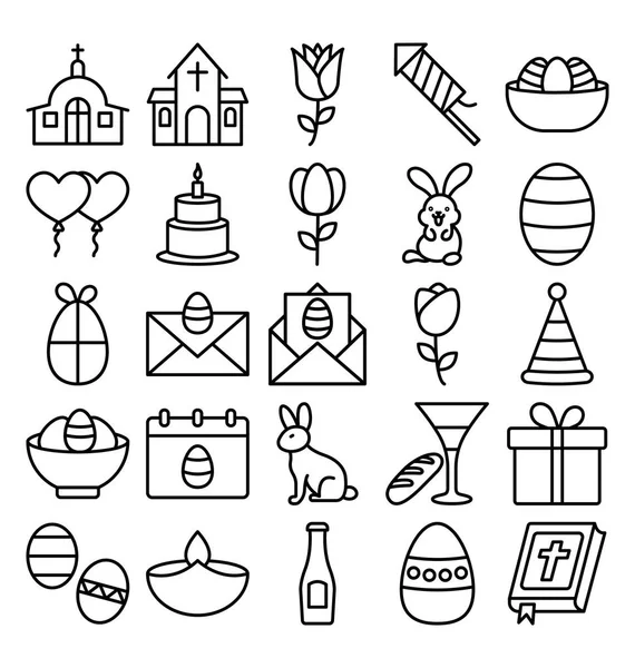 Conjunto Iconos Vectores Aislados Celebración Pascua Que Pueden Modificar Editar — Archivo Imágenes Vectoriales