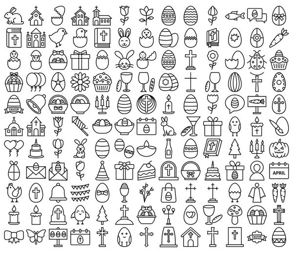 Pasen Viering Geïsoleerde Vector Icons Set Die Gemakkelijk Kan Worden — Stockvector