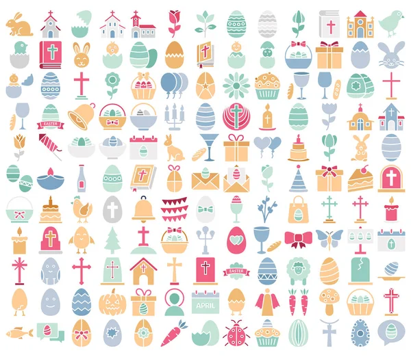 Conjunto Iconos Vectores Aislados Celebración Pascua Que Pueden Modificar Editar — Vector de stock