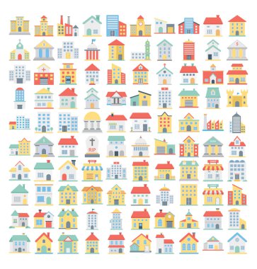 Bina vektör simgeleri kolayca değiştirilebilir veya düzenleyebilirsiniz set