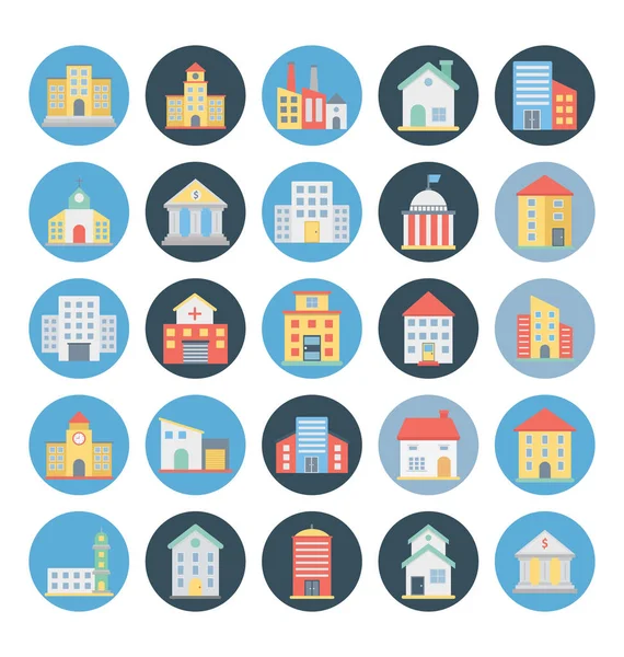 Building Vector Icons Set Die Gemakkelijk Kan Worden Gewijzigd Bewerken — Stockvector