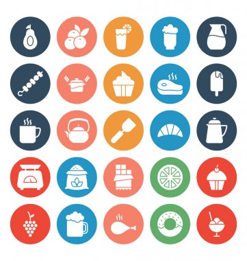  Gıda Yalıtılmış Vektör simgeleri kolayca değiştirebilirsiniz veya değiştirebilirsiniz