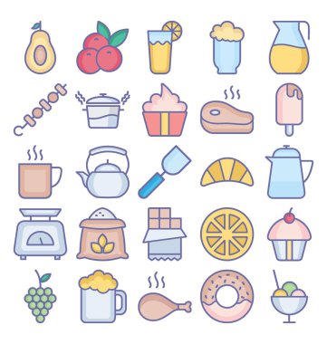  Gıda Yalıtılmış Vektör simgeleri kolayca değiştirebilirsiniz veya değiştirebilirsiniz