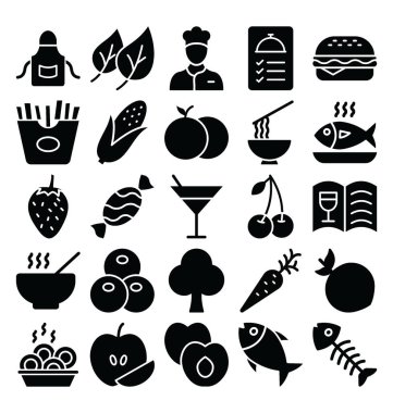  Gıda Yalıtılmış Vektör simgeleri kolayca değiştirebilirsiniz veya değiştirebilirsiniz