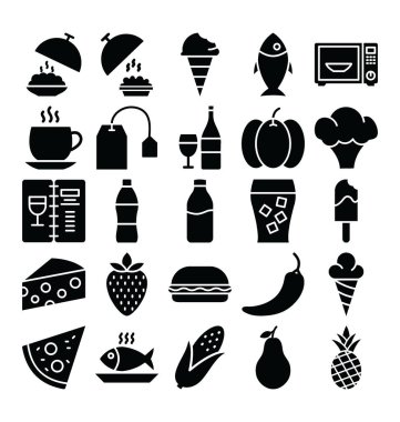  Gıda Yalıtılmış Vektör simgeleri kolayca değiştirebilirsiniz veya değiştirebilirsiniz
