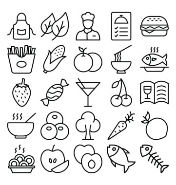  Gıda Yalıtılmış Vektör simgeleri kolayca değiştirebilirsiniz veya değiştirebilirsiniz