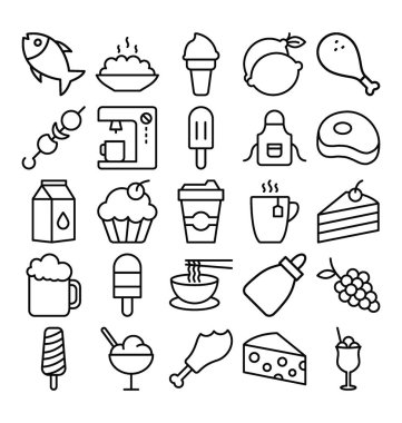  Food Isolated Vector icons set that can easily modify or edit clipart