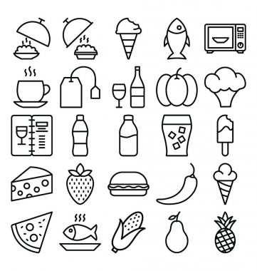  Gıda Yalıtılmış Vektör simgeleri kolayca değiştirebilirsiniz veya değiştirebilirsiniz