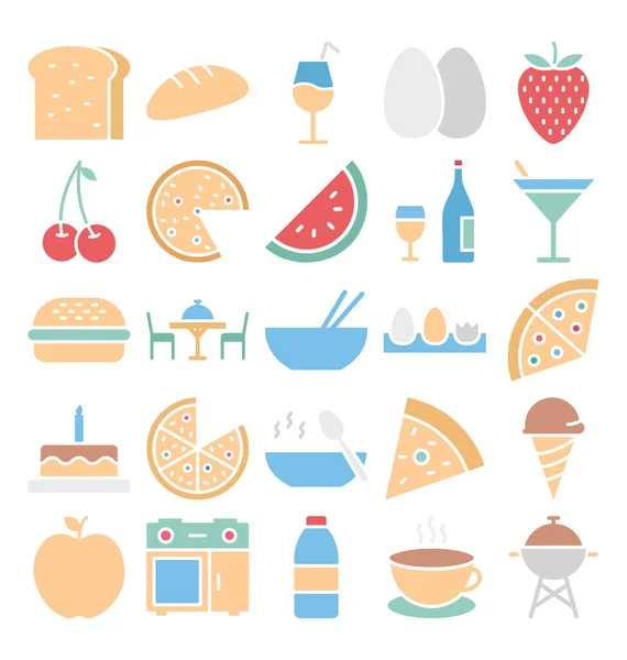 食品隔离矢量图标集 可以轻松地修改或编辑 — 图库矢量图片
