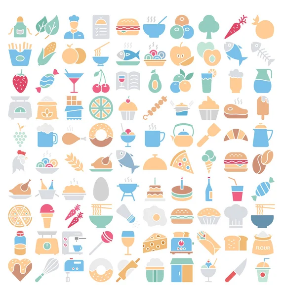 Voedsel Geïsoleerd Vector Icons Set Die Gemakkelijk Kan Wijzigen Bewerken — Stockvector