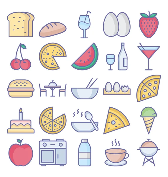 Conjunto Iconos Vectores Aislados Alimentos Que Pueden Modificar Editar Fácilmente — Vector de stock