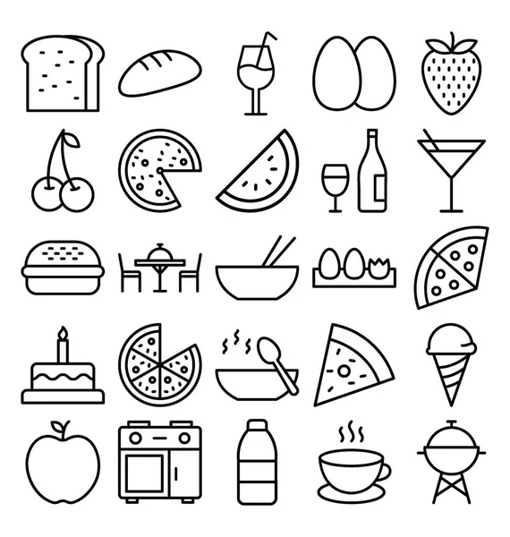 Conjunto Iconos Vectores Aislados Alimentos Que Pueden Modificar Editar Fácilmente — Vector de stock