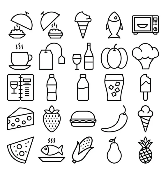 Conjunto Iconos Vectores Aislados Alimentos Que Pueden Modificar Editar Fácilmente — Vector de stock