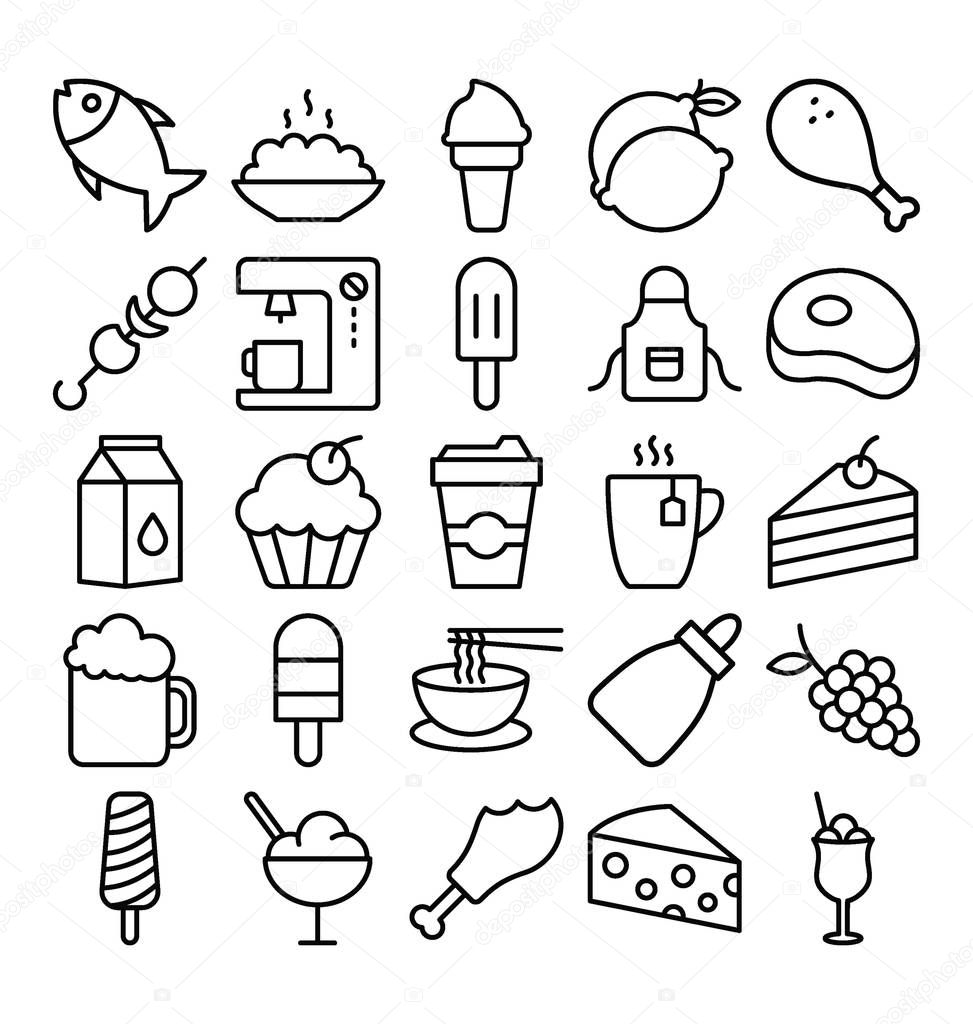  Food Isolated Vector icons set that can easily modify or edit