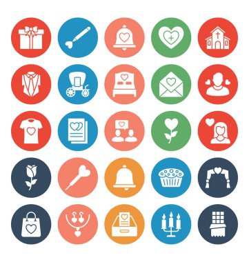 Aşk, Romantizm ve Düğün Vektör simgeleri kolayca değiştirilebilir veya edebilirsiniz ayarlayın