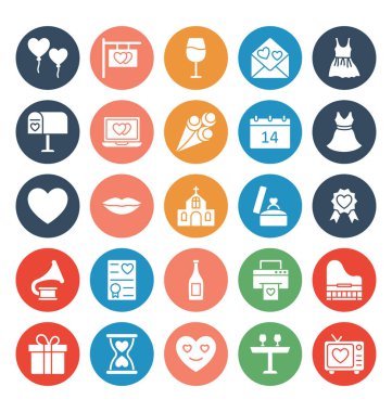 Aşk, Romantizm ve Düğün Vektör simgeleri kolayca değiştirilebilir veya edebilirsiniz ayarlayın