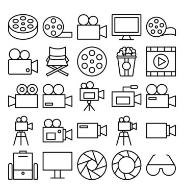 Kolayca değiştirilebilen veya değiştirilebilen Cinema Vector simgeleri ayarlandı