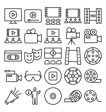 Kolayca değiştirilebilen veya değiştirilebilen Cinema Vector simgeleri ayarlandı