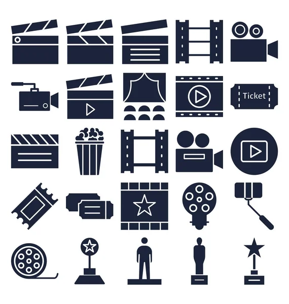 Conjunto Iconos Vectores Cine Que Pueden Modificar Editar Fácilmente — Vector de stock