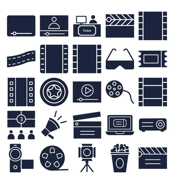 Conjunto Iconos Vectores Cine Que Pueden Modificar Editar Fácilmente — Vector de stock