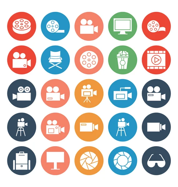 Kolayca değiştirilebilen veya değiştirilebilen Cinema Vector simgeleri ayarlandı