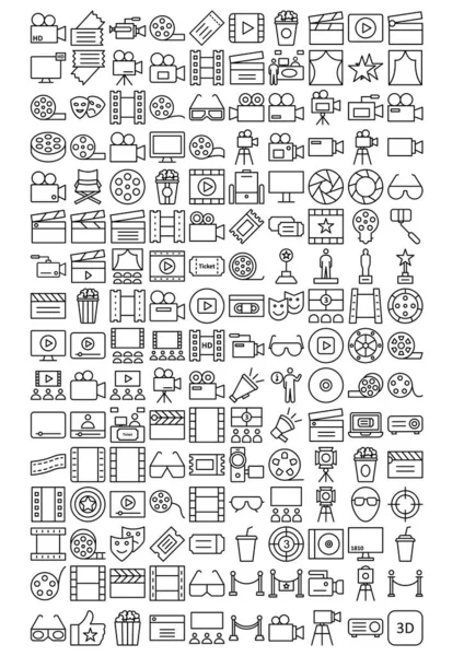 Набор Векторных Значков Кино Которые Можно Легко Изменять Редактировать — стоковый вектор