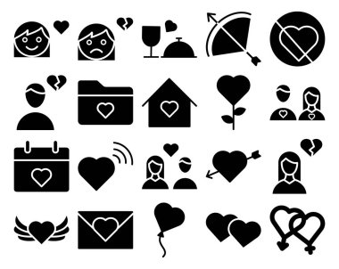 Aşk ve Romantizm İzole Vektör Simge Seti Kolayca Değiştirilebilir Veya Edin