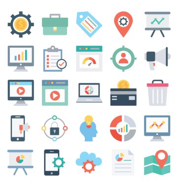 Kolayca değiştirilebilen veya değiştirilebilen Web Tasarım ve Geliştirme İzole Vektör Simgeleri Seti