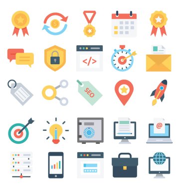 Kolayca değiştirilebilen veya değiştirilebilen Web Tasarım ve Geliştirme İzole Vektör Simgeleri Seti