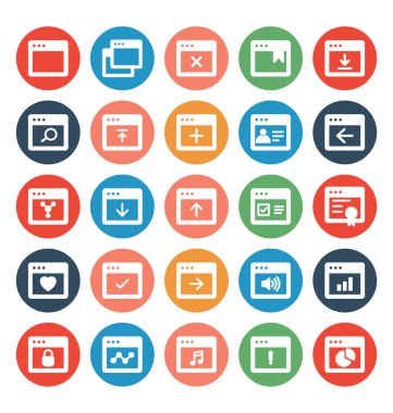 Web tarayıcısı pencereleri ile ilgili simgeler ve tamamen değiştirilebilir 