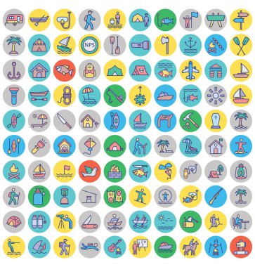 Kolayca değiştirebilen veya değiştirebilen yalıtılmış vektör simgeleri ayarlı çıkış ve yolculuk