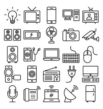Elektronik ve Aygıtlar Yalıtılmış Vektör simgeleri Kolayca değiştirebilen veya değiştirebilen Vektör simgeleri ayarlayın
