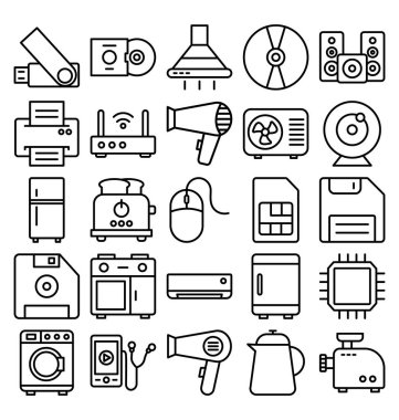 Elektronik ve Aygıtlar Yalıtılmış Vektör simgeleri Kolayca değiştirebilen veya değiştirebilen Vektör simgeleri ayarlayın