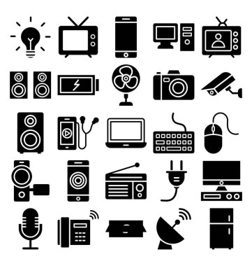 Elektronik ve Aygıtlar Yalıtılmış Vektör simgeleri Kolayca değiştirebilen veya değiştirebilen Vektör simgeleri ayarlayın