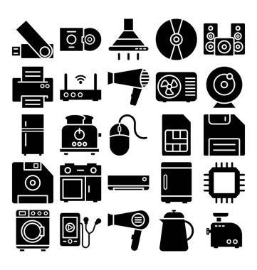 Elektronik ve Aygıtlar Yalıtılmış Vektör simgeleri Kolayca değiştirebilen veya değiştirebilen Vektör simgeleri ayarlayın