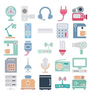 Elektronik ve Aygıtlar Yalıtılmış Vektör simgeleri Kolayca değiştirebilen veya değiştirebilen Vektör simgeleri ayarlayın