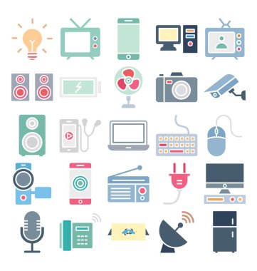 Elektronik ve Aygıtlar Yalıtılmış Vektör simgeleri Kolayca değiştirebilen veya değiştirebilen Vektör simgeleri ayarlayın