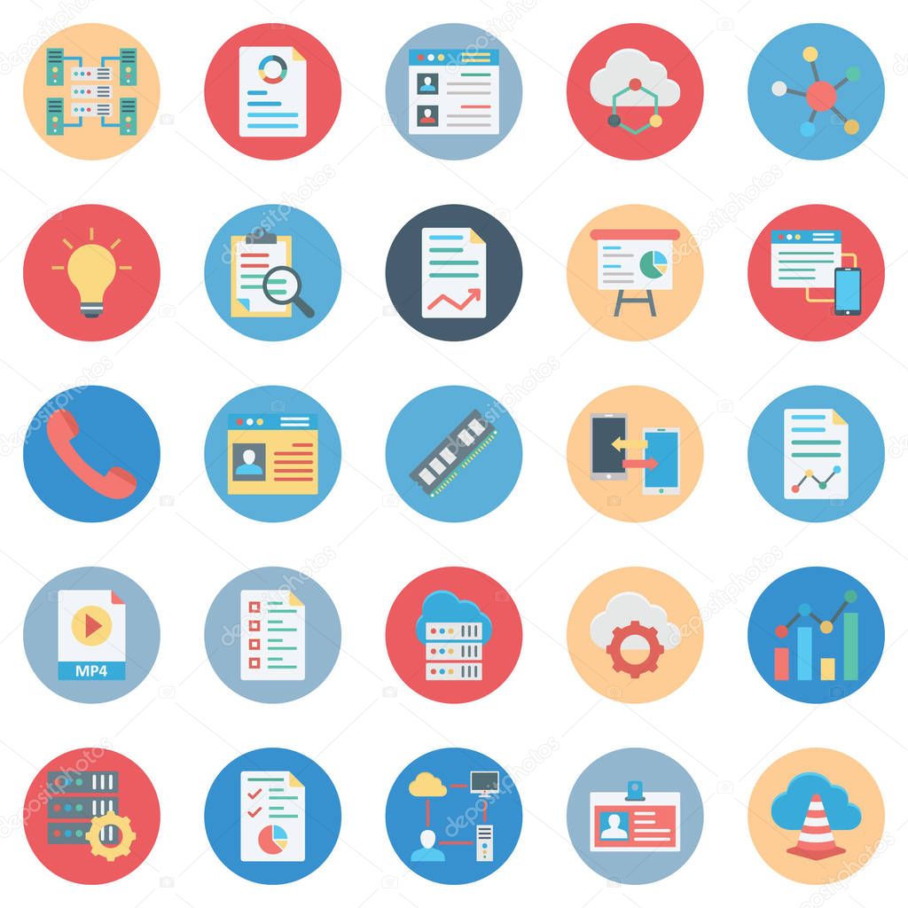 Cloud Computing and Data Storage Color Vector Icons set which can easily modify or edit